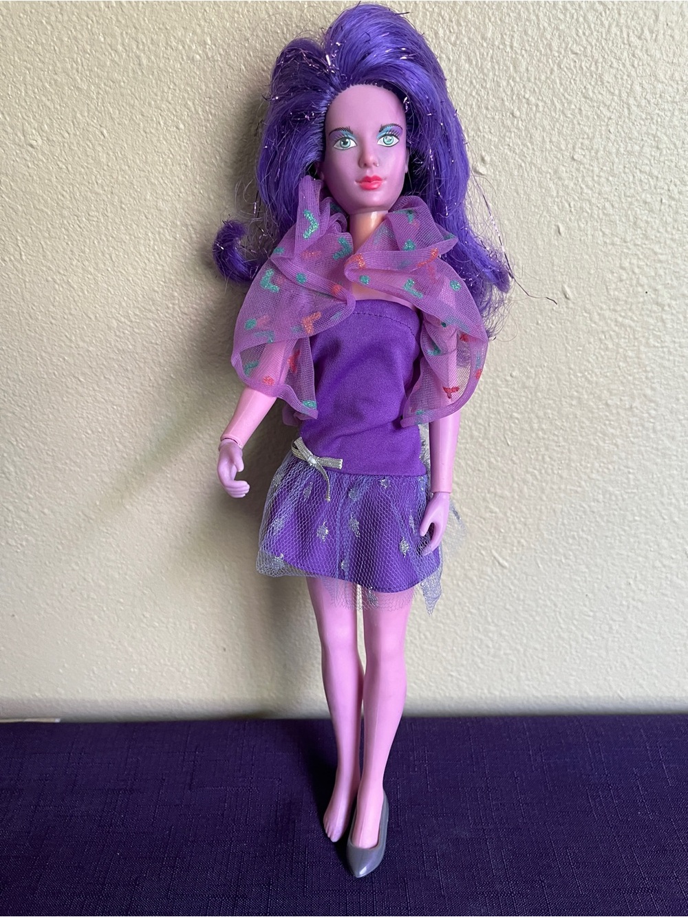 Vintage 1987 JEM AND THE HOLOGRAMS Synergy Doll Hasbro Purple Tinsel Hair